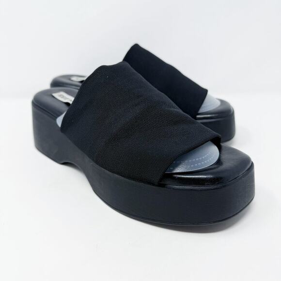 Vintage Y2K Steve Madden Black Slinky30 Platform Slide Sandals Women's Size 40 - Picture 1 of 9